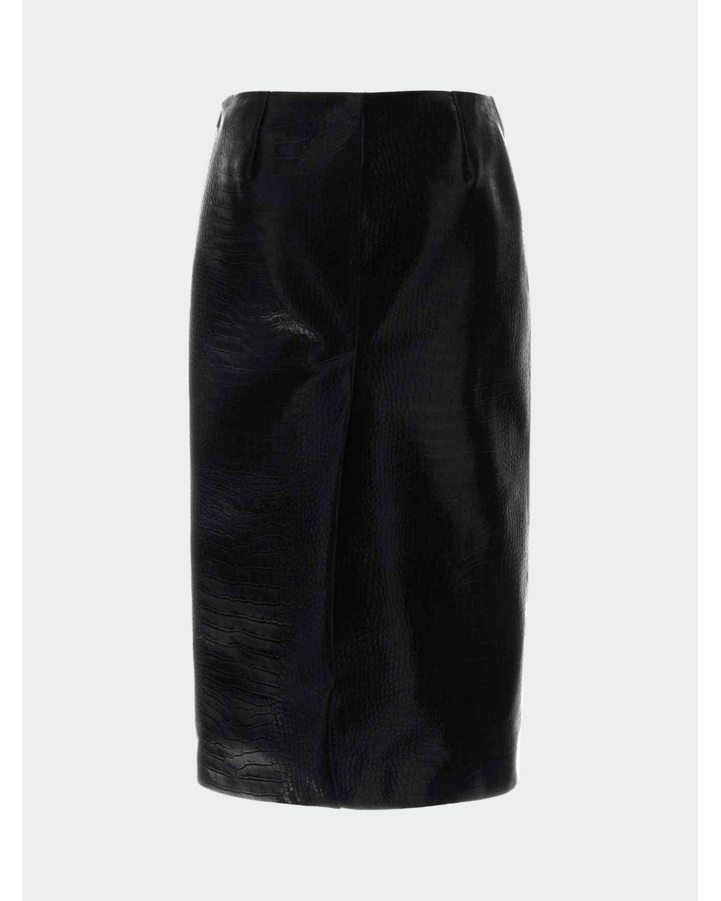 Gucci Black Python Print Leather Midi Skirt