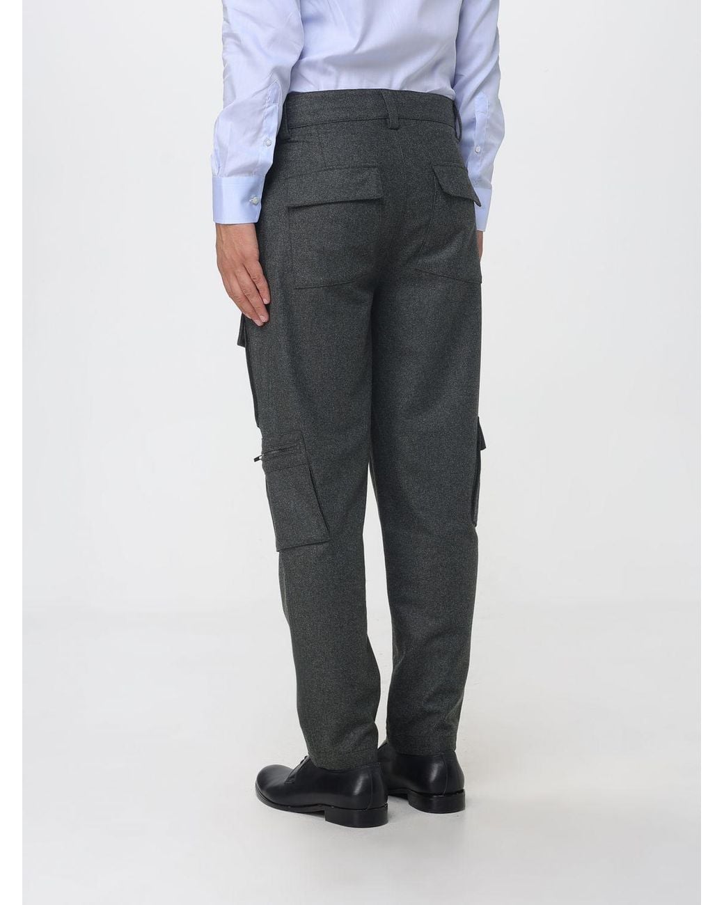 Brunello Cucinelli Gray Straight-Leg Virgin Wool Cargo Trousers for men