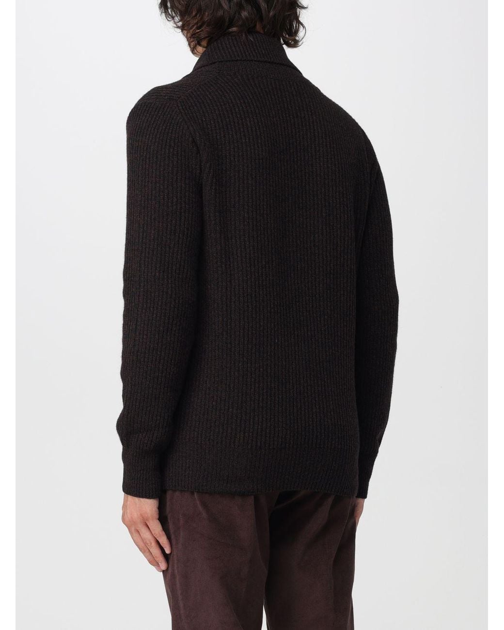 Brooksfield Black Shawl Collar Wool Cardigan With Button Closure for men
