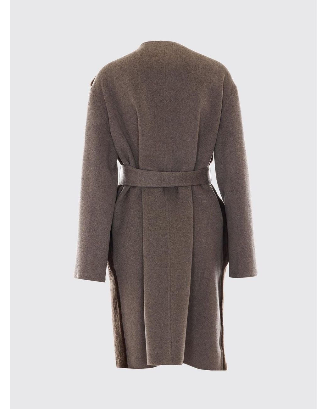 Fabiana Filippi Brown Knee-Length Fur Coat With Waist Belt