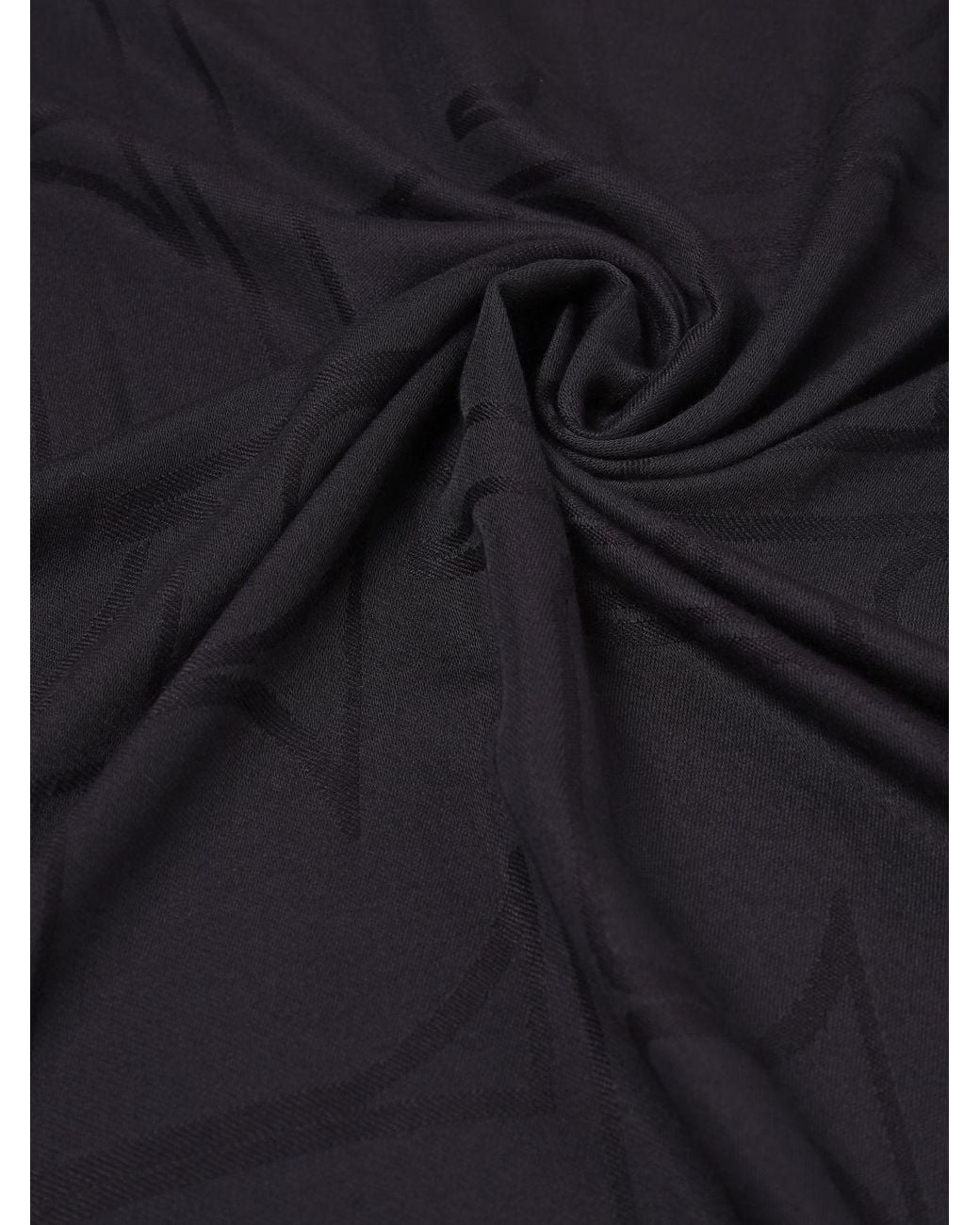 Elisabetta Franchi Black Modal And Viscose Scarf With Jacquard Logo And Fringed Edges