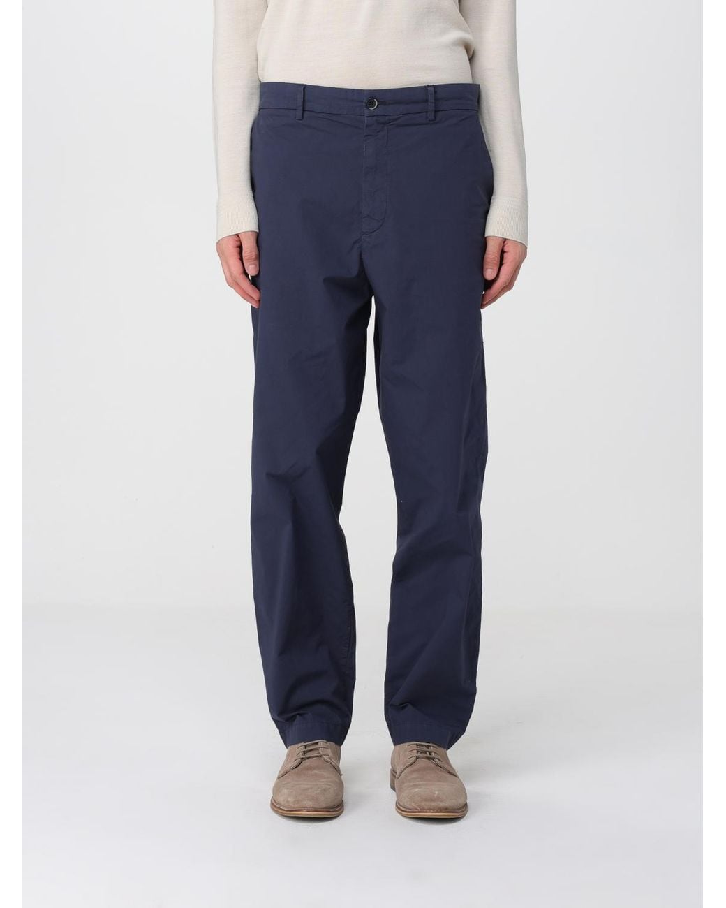 Barena Blue Stretch Cotton Trousers for men