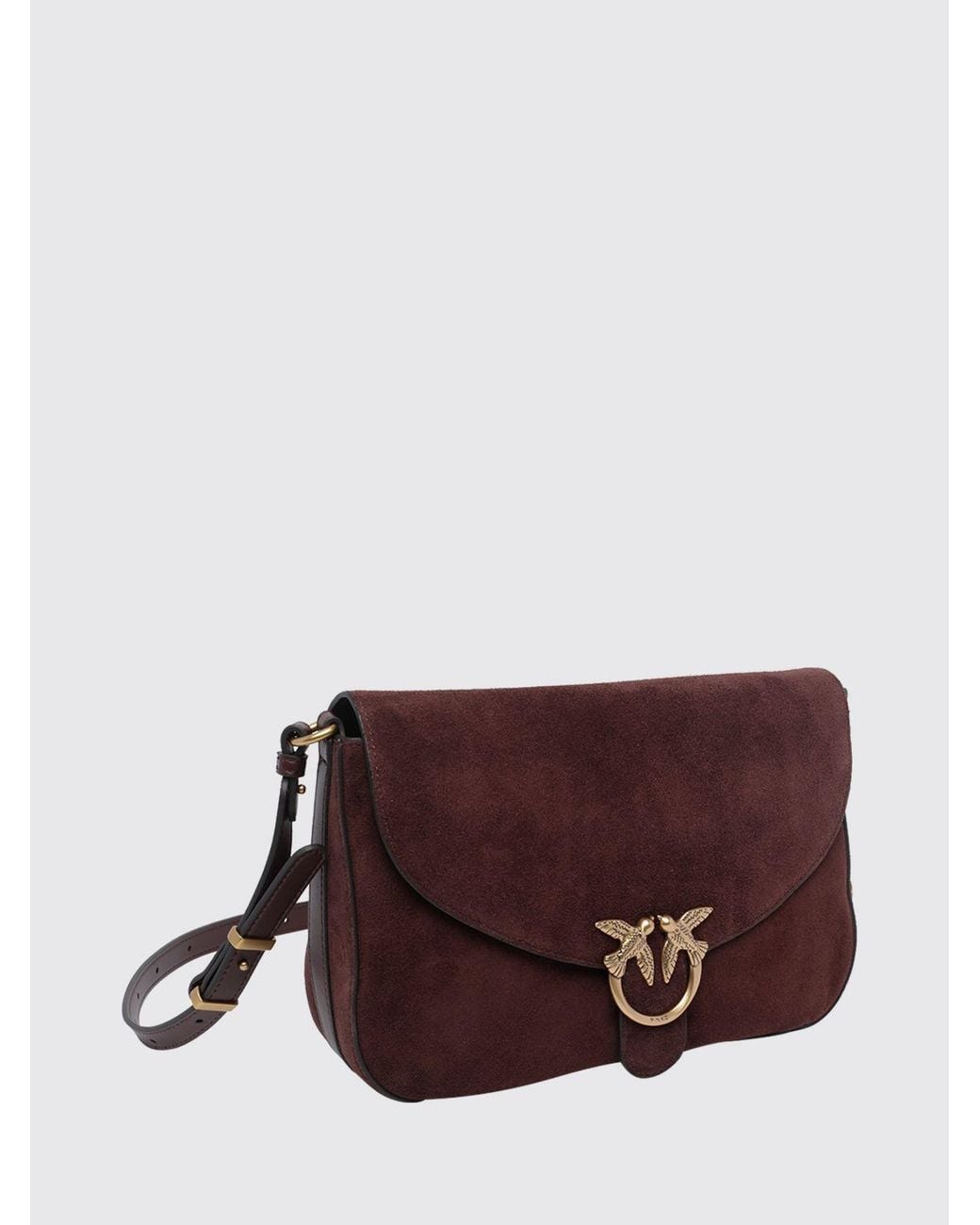 Pinko Purple Mini Love Bag Suede Crossbody Bag With Love Birds Logo