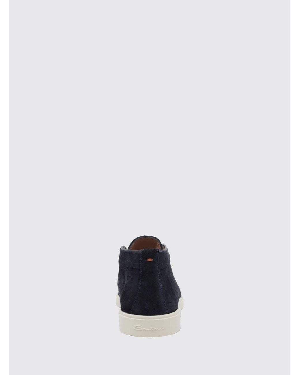 Santoni Blue Suede Chukka Ankle Boots With Round Toe And Rubber Sole