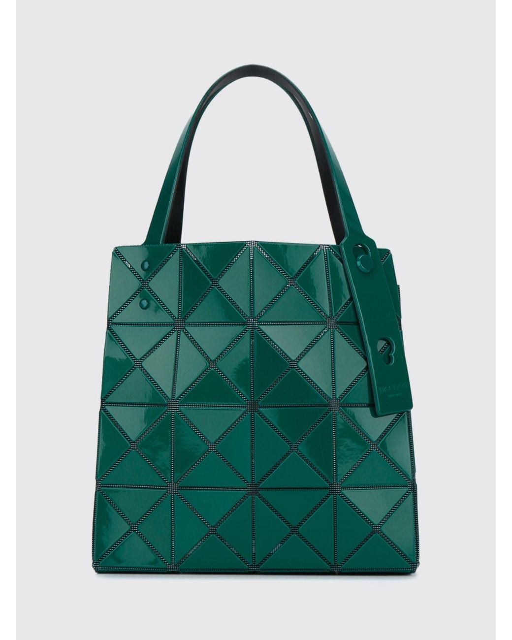 Issey Miyake Green Carat Mini Handbag With Geometric Panels And Double Handles