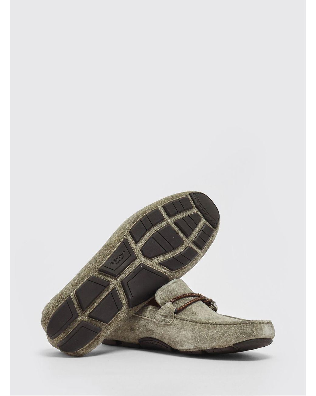 Ferragamo Multicolor Gancini Suede Driver Loafers for men