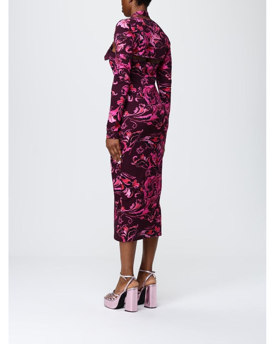 Versace Jeans Couture Red Dress With "Barocco" Print