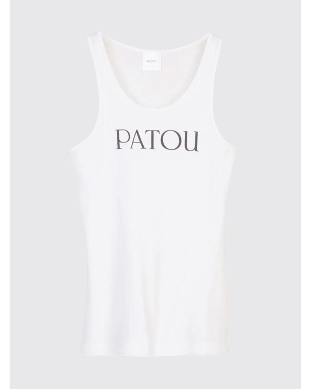 Patou White Basic Cotton Tank Top With Logo