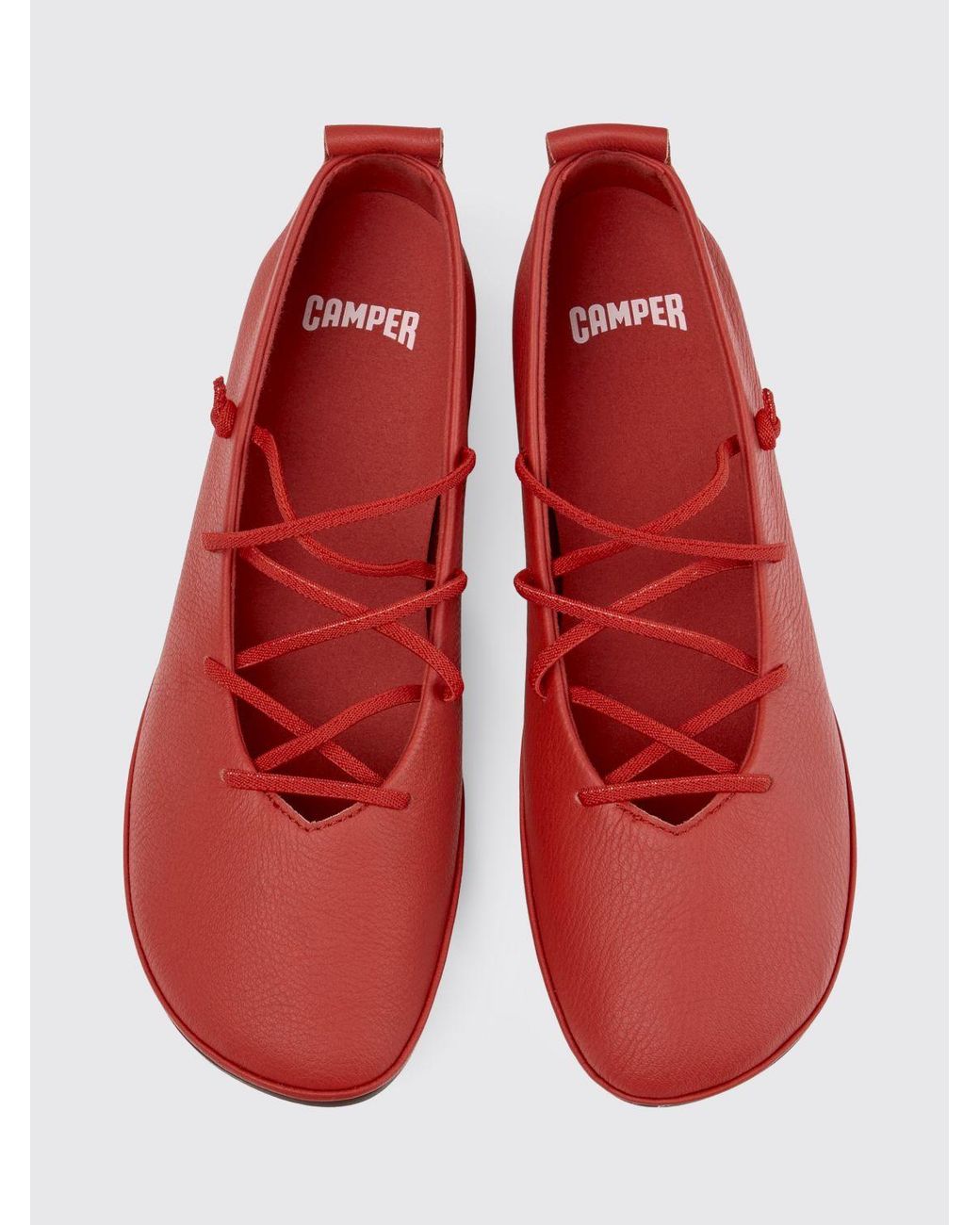 Camper Red Right Nina Leather Ballerinas