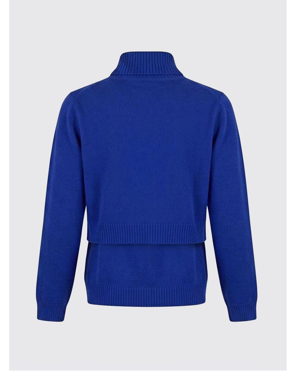 Jil Sander Blue Ribbed Pure Wool Turtleneck Jumper With Ribbed Hems