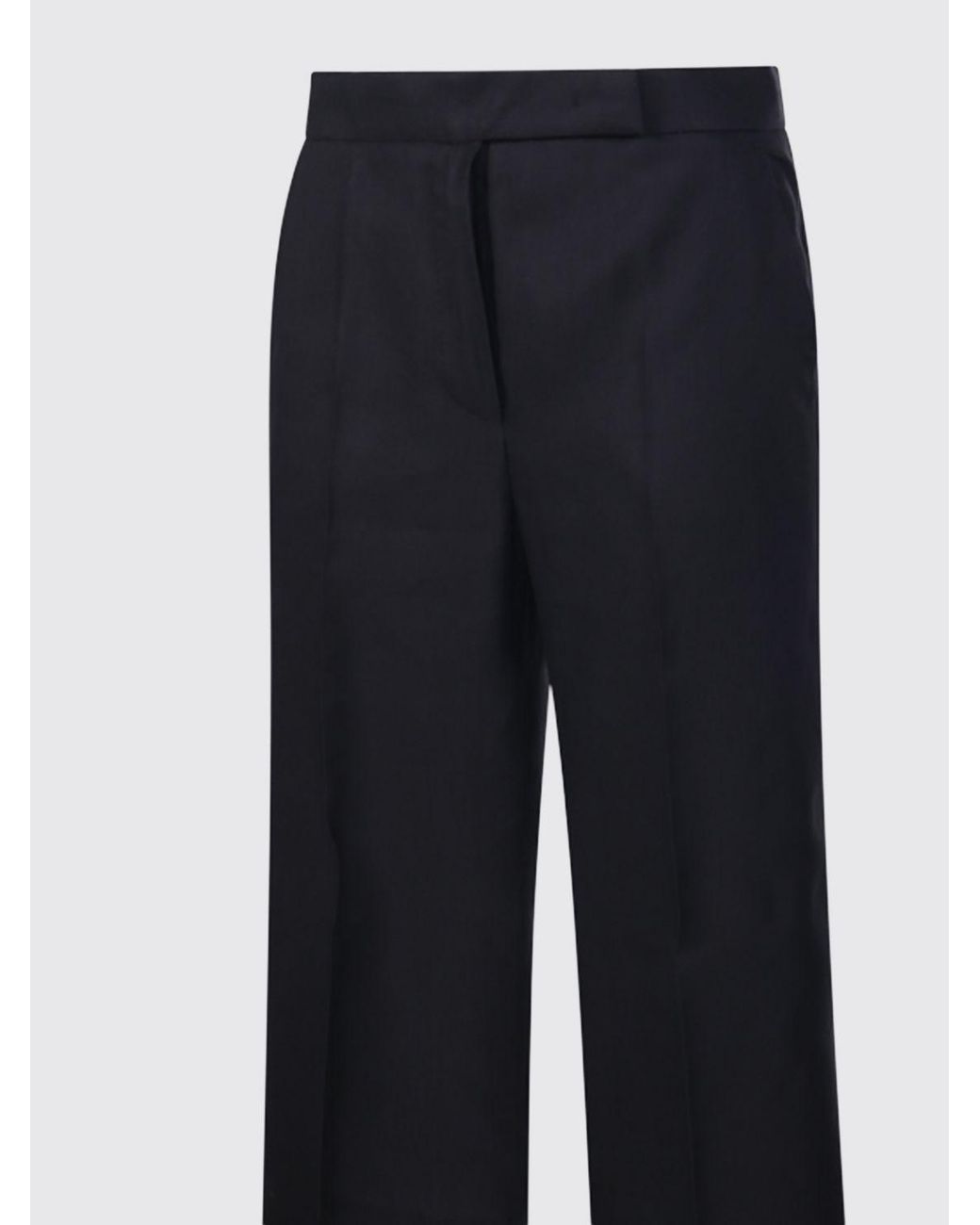 Max Mara Blue High-Waisted Straight Leg Trousers