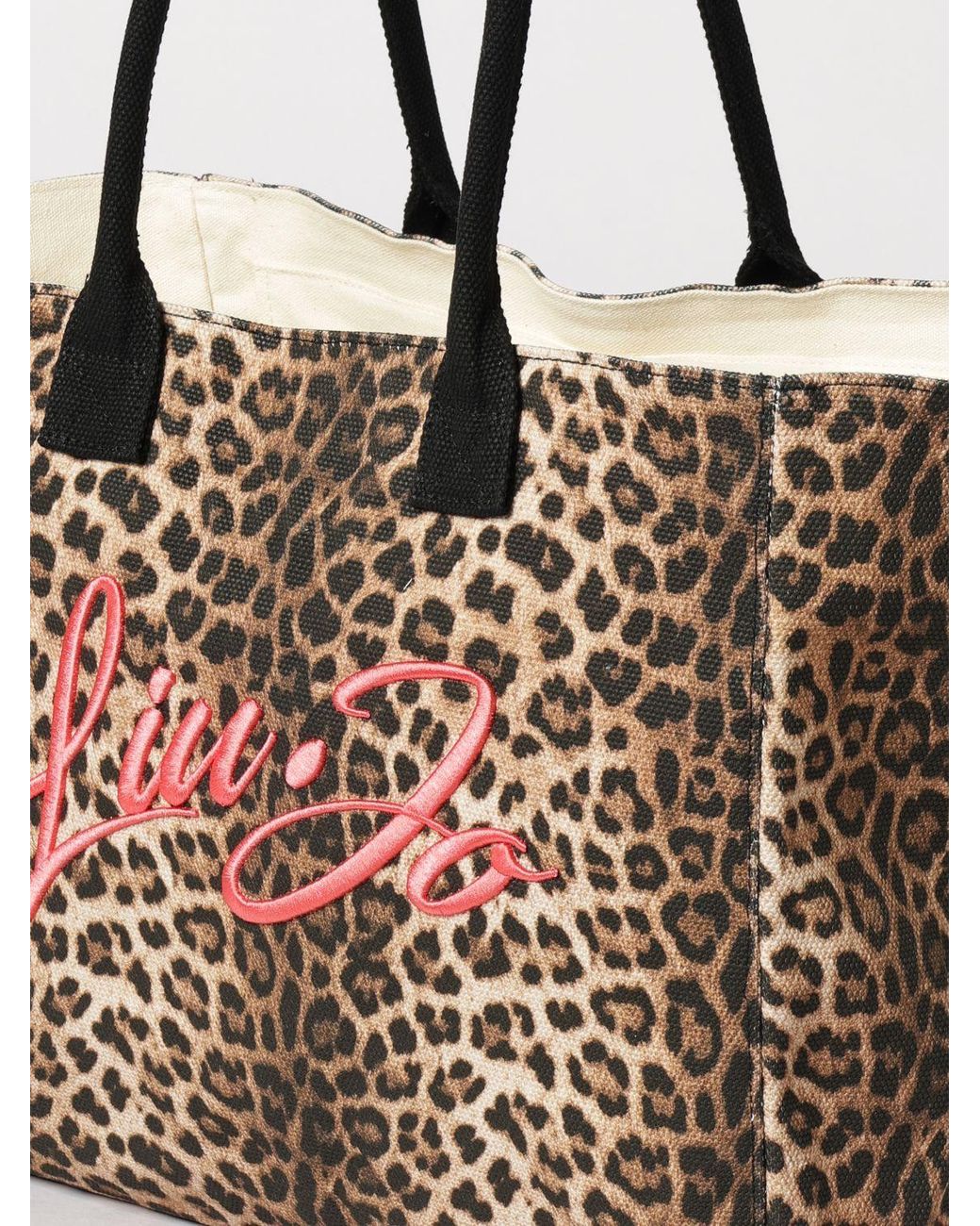 Liu Jo Natural Animal Print Canvas Tote Bag With Double Handle