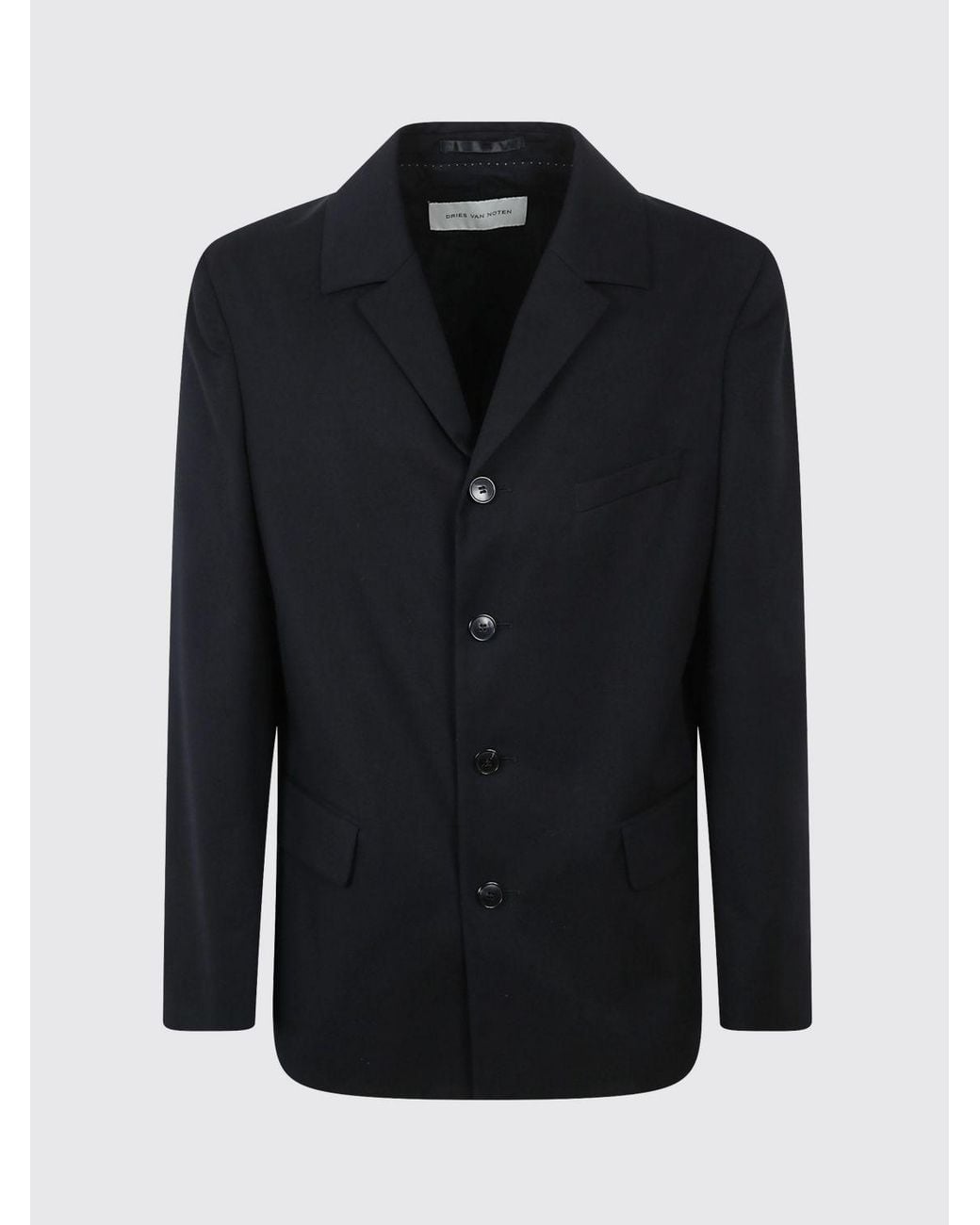 Dries Van Noten Blue Single-Breasted Cotton And Wool Blazer With Peak Lapels for men