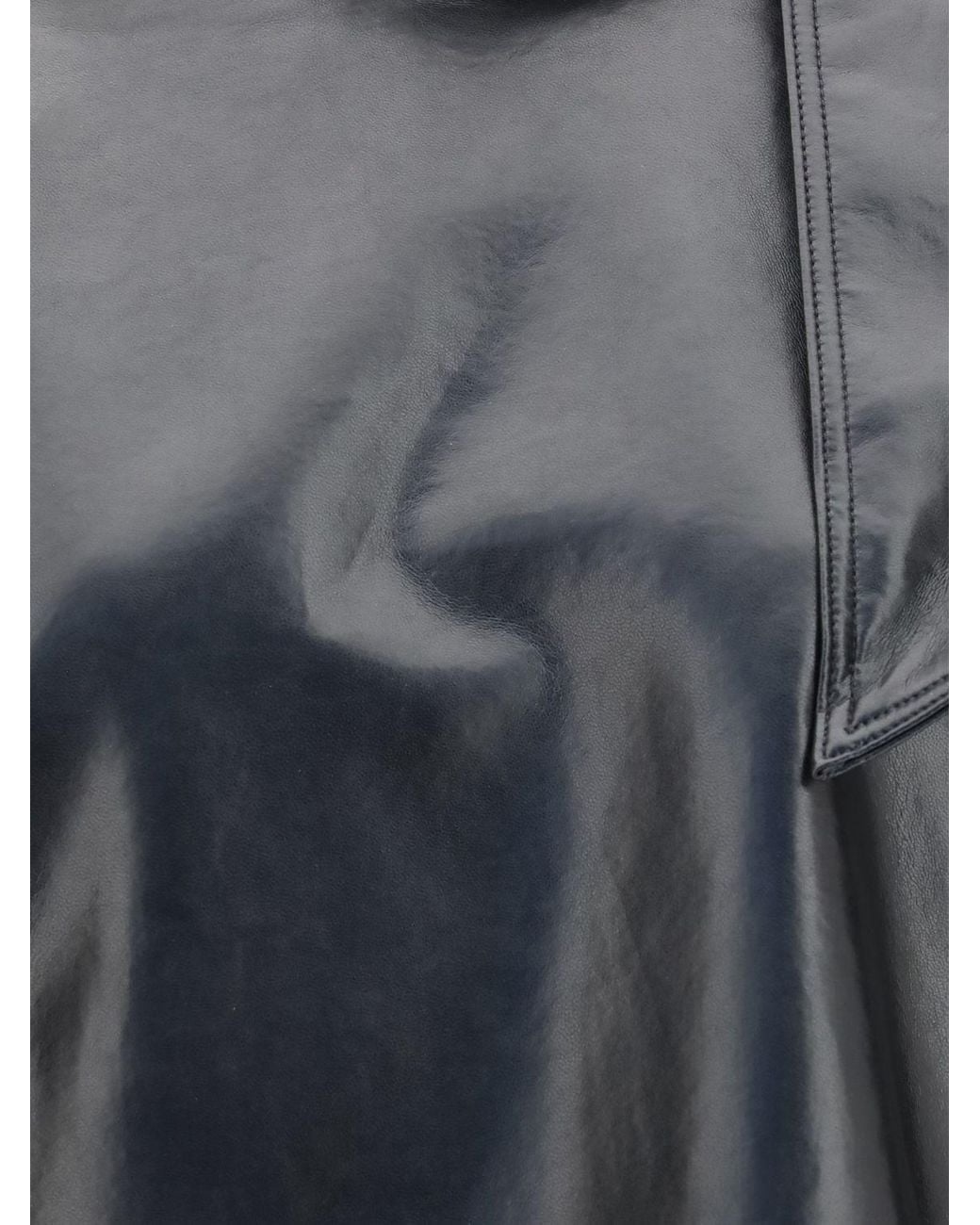 Agolde Black Recycled Leather Blouse With Pussy-Bow Collar And Long Sleeves