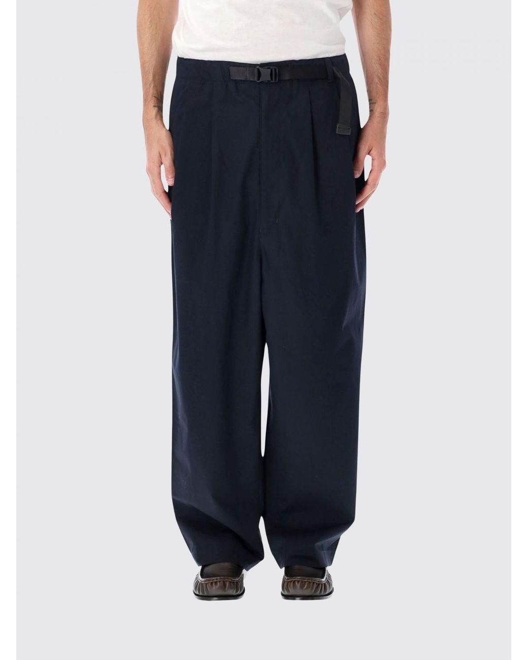 Comme des Garçons Blue Comme Des GarÇ Ons Wide Leg Cotton Trousers With Pleats And Drawstring for men