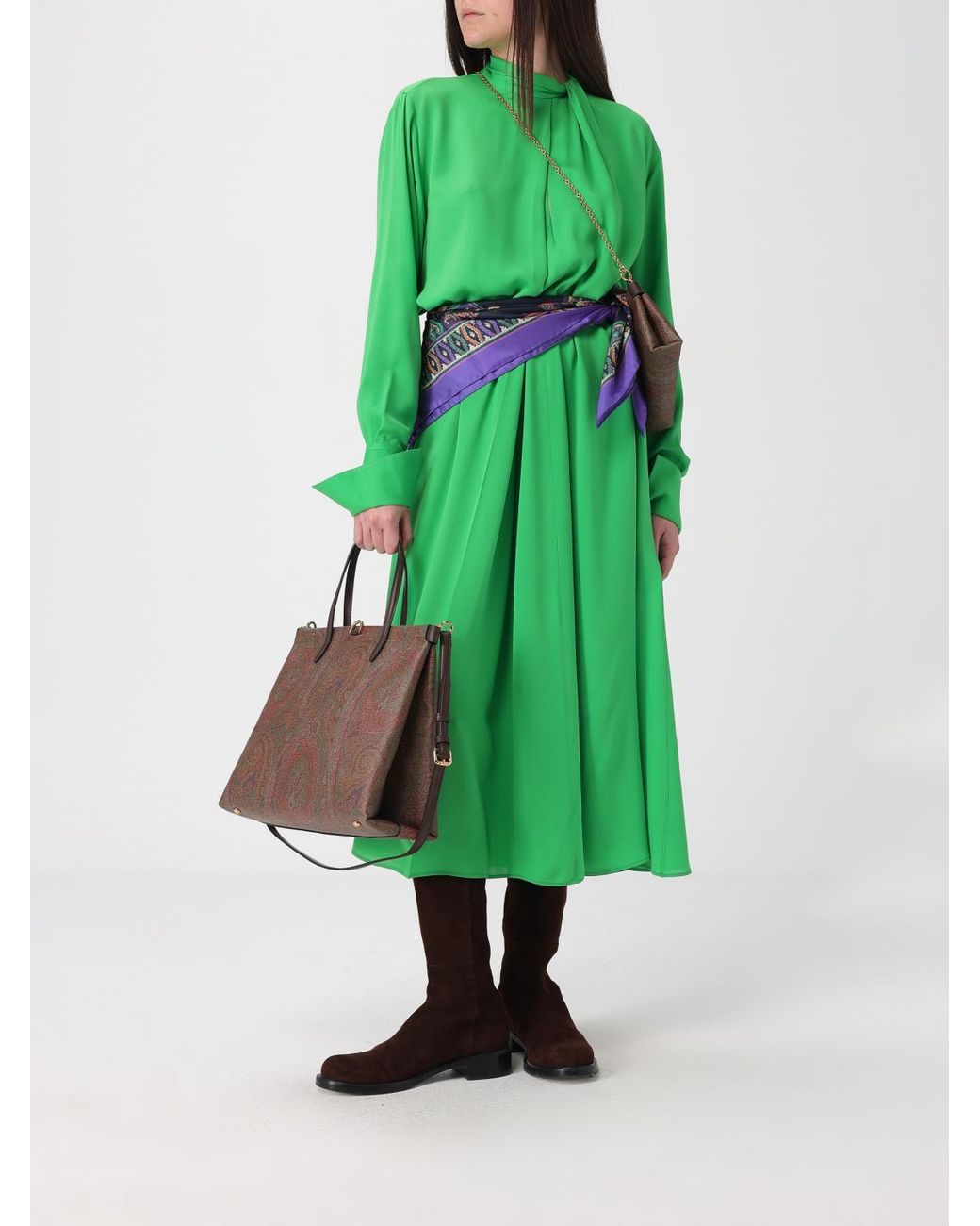 Etro Blue Seidenfoulard Mit Geometrischem Und Floralem Muster