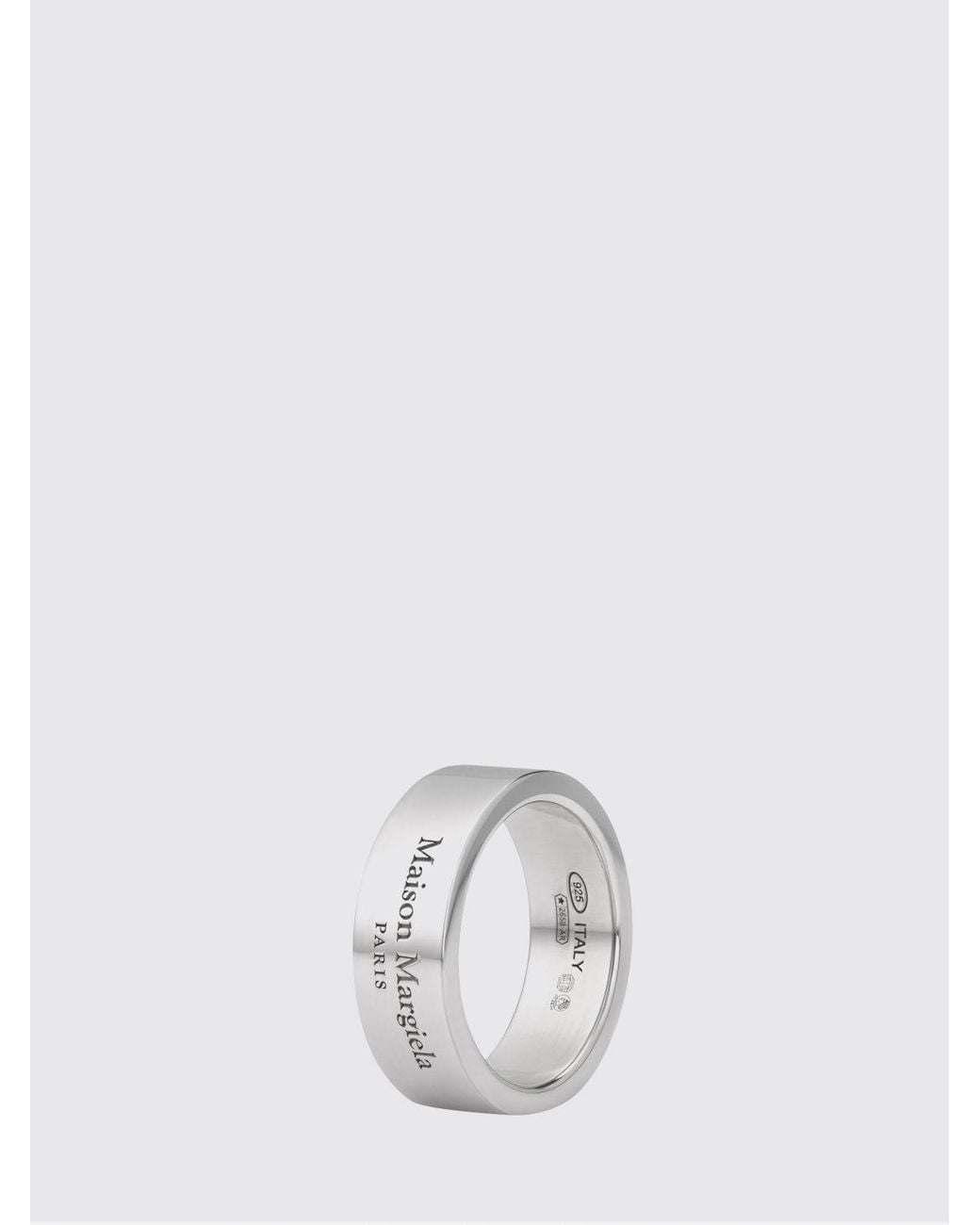Maison Margiela White Engraved Logo Band Ring for men
