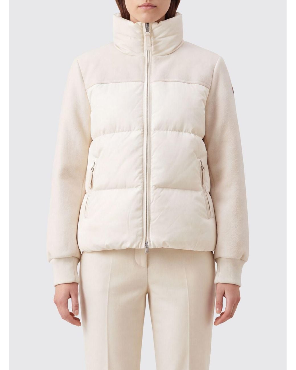 Parajumpers Natural Short Quilted Nylon Down Jacket With Funnel Neck And Zip