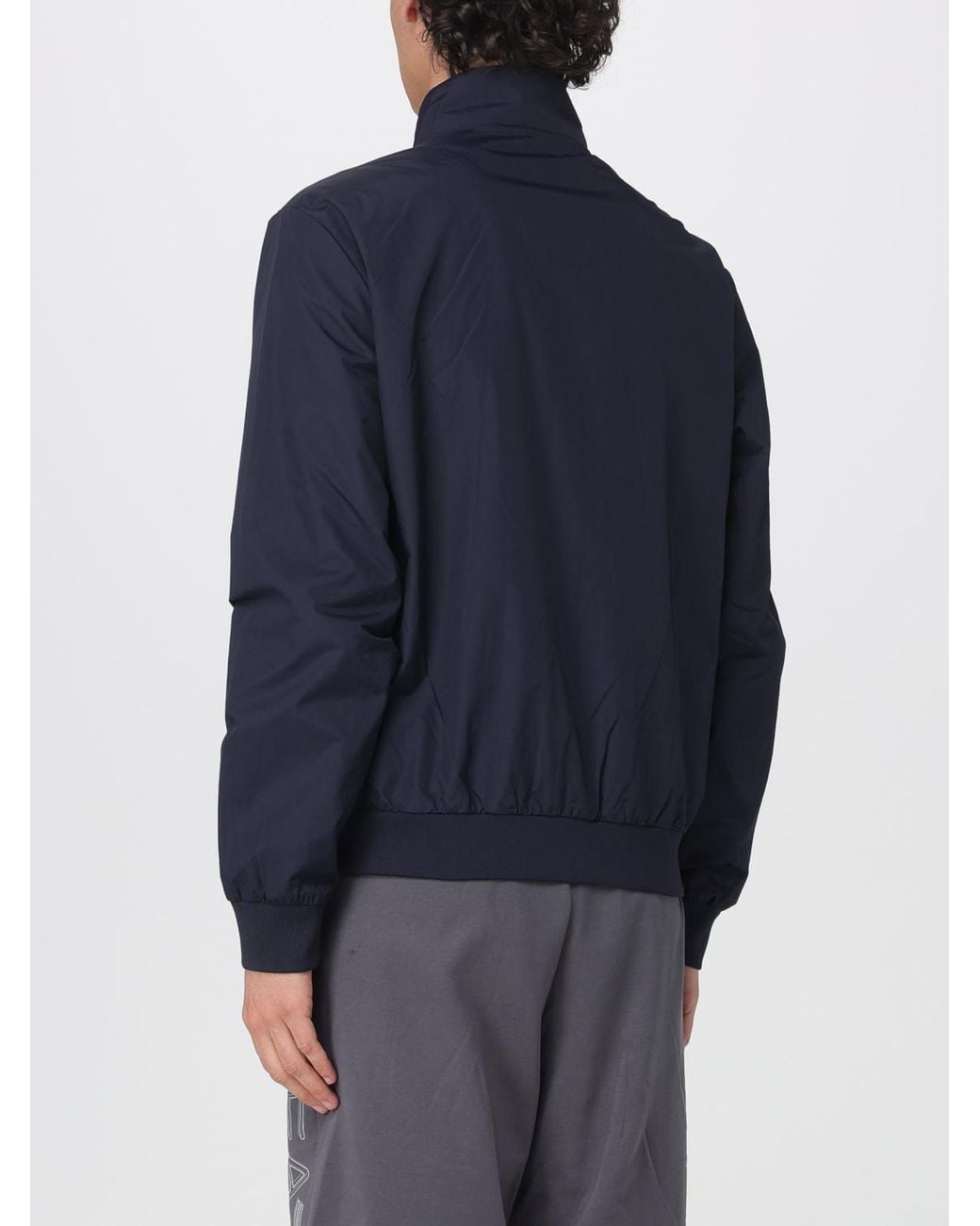 EA7 Blue Polyester Jacket With Logo for men