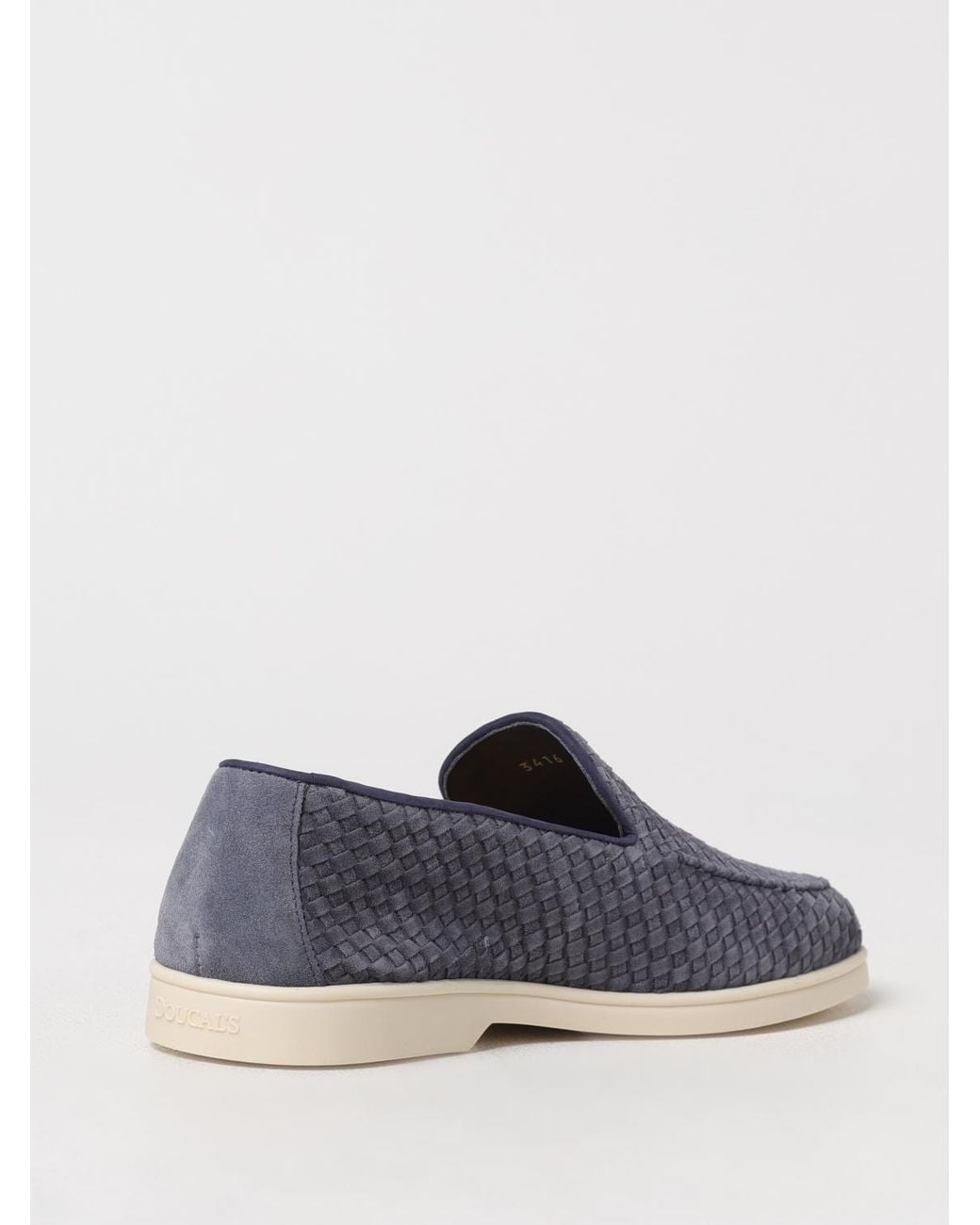 Doucal's Blue Woven Suede Loafers for men