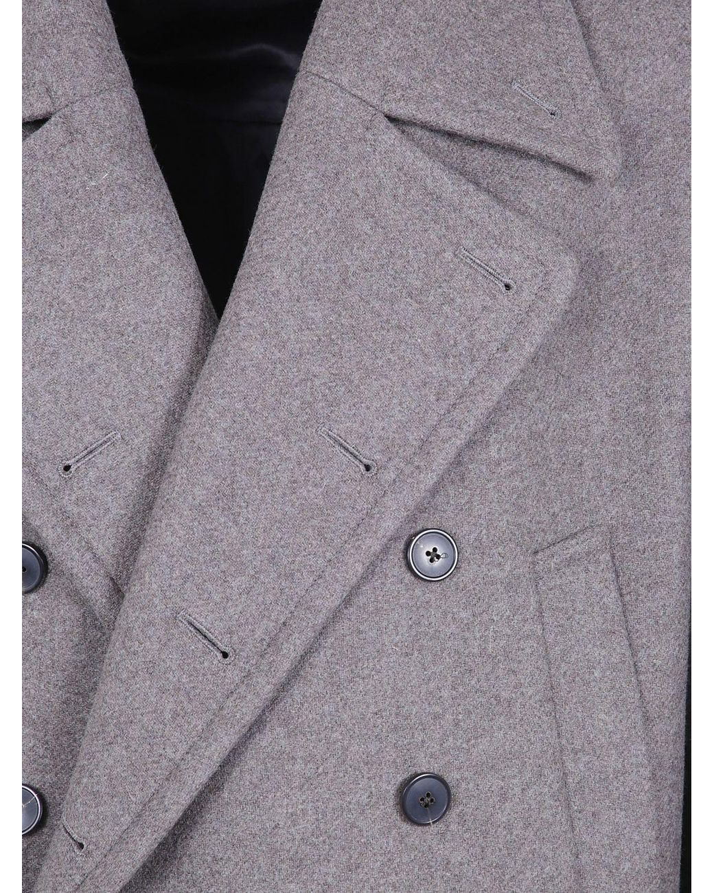 Dries Van Noten Gray Double-Breasted Long Coat for men