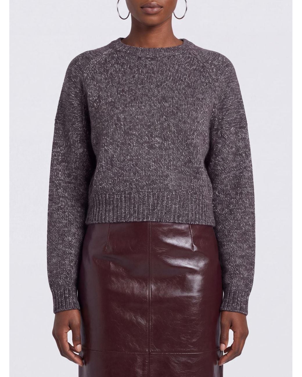 Mrz Purple Mohair Wool Blend Crewneck Jumper With Ribbed Edges
