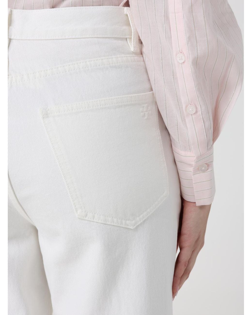 Tory Burch White Denim Cropped Fit Jeans