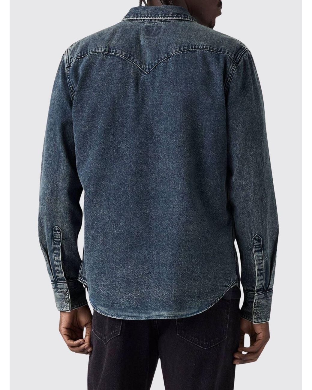 Levi's Blue Barstow Long-Sleeved Cotton Denim Shirt for men