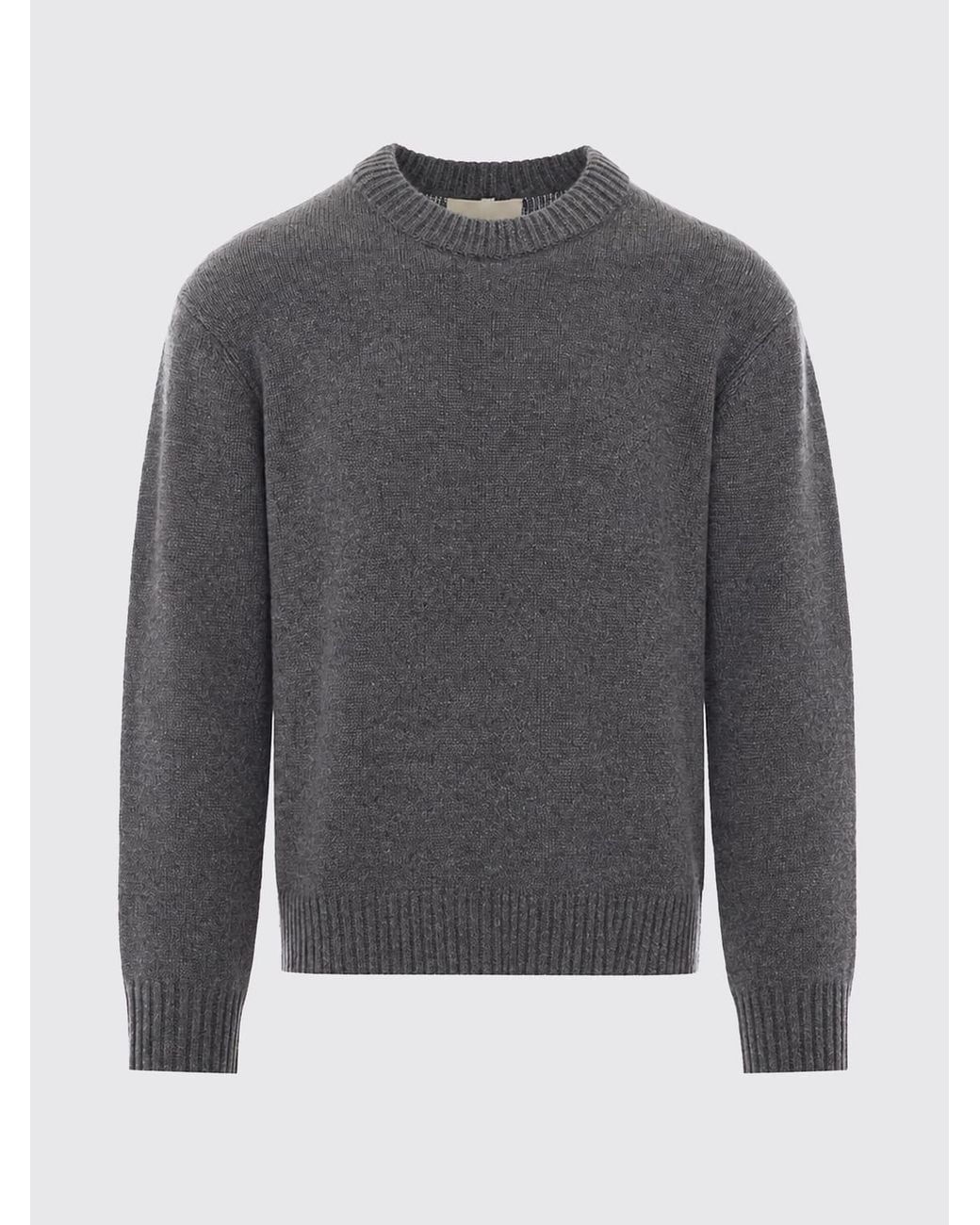 Lisa Yang Gray 100% Cashmere Crewneck Jumper With Dropped Shoulders for men