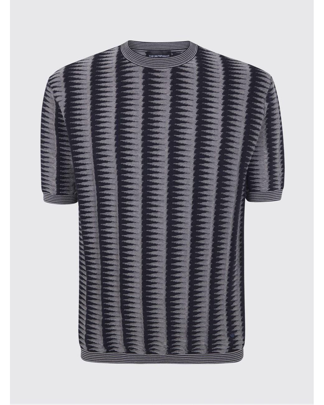 Emporio Armani Blue Cotton Crew Neck Sweater for men