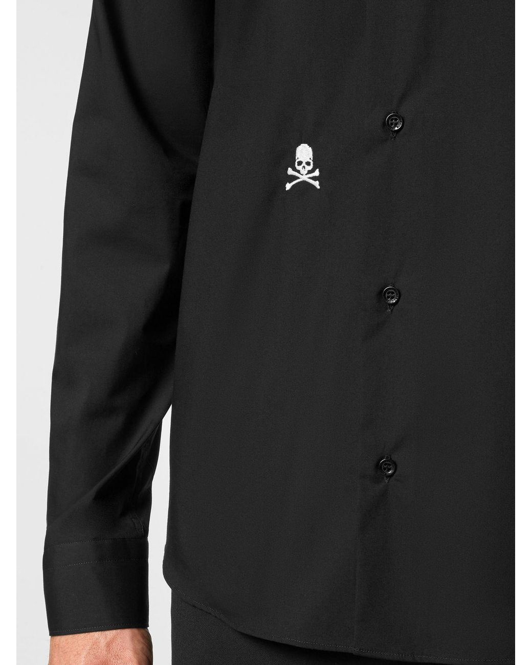 Philipp Plein Black Cotton Poplin Shirt for men