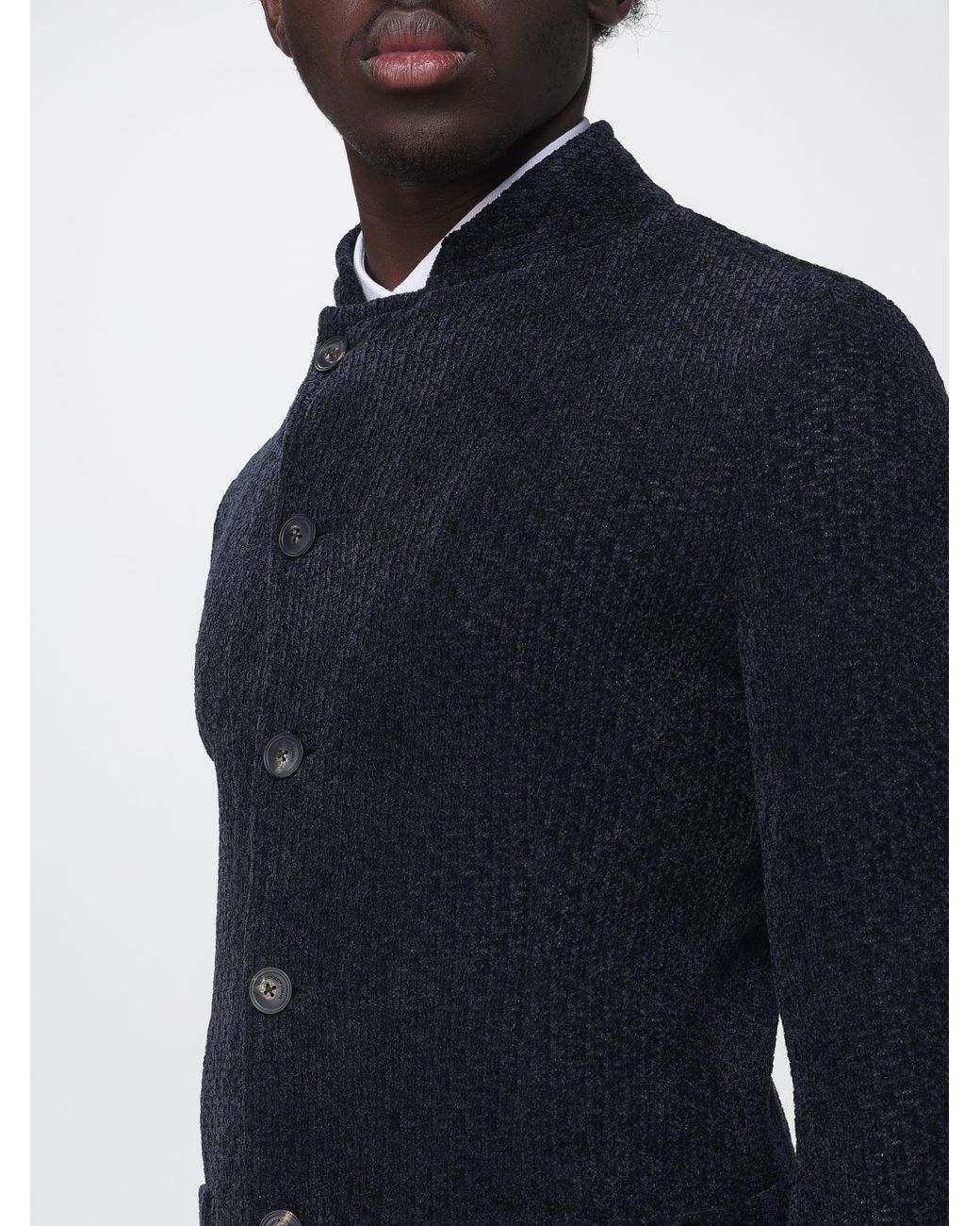 Emporio Armani Blue Short Single-Breasted Polyester Blazer With Slim Fit for men