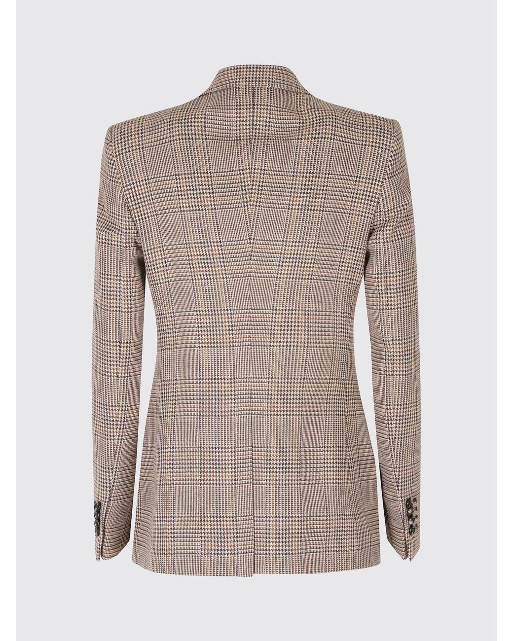 Tagliatore Brown Houndstooth Double-Breasted Polyester Blend Blazer