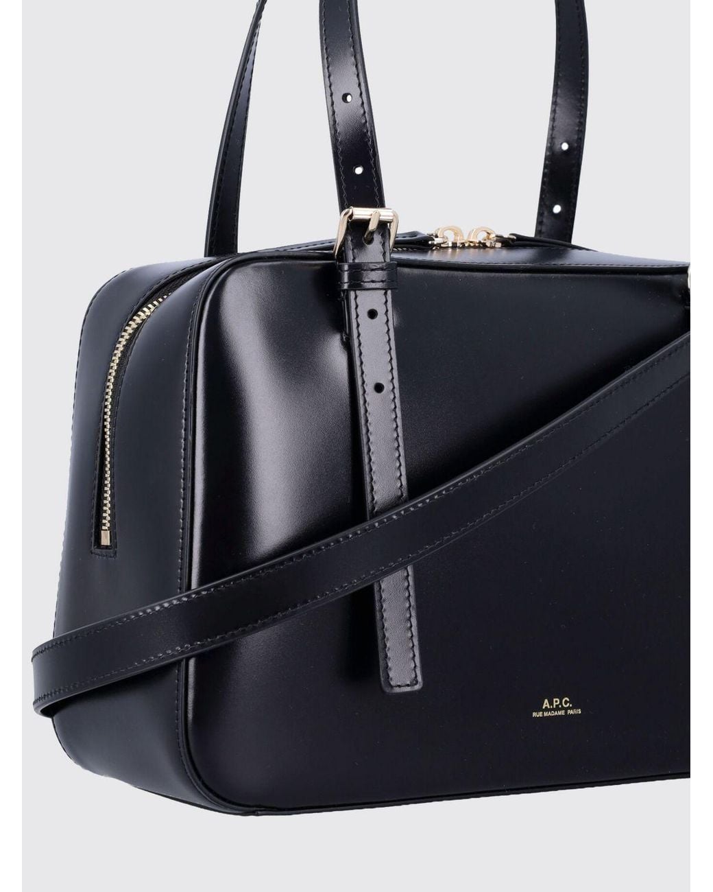 A.P.C. Black Virginie Box Leather Bag