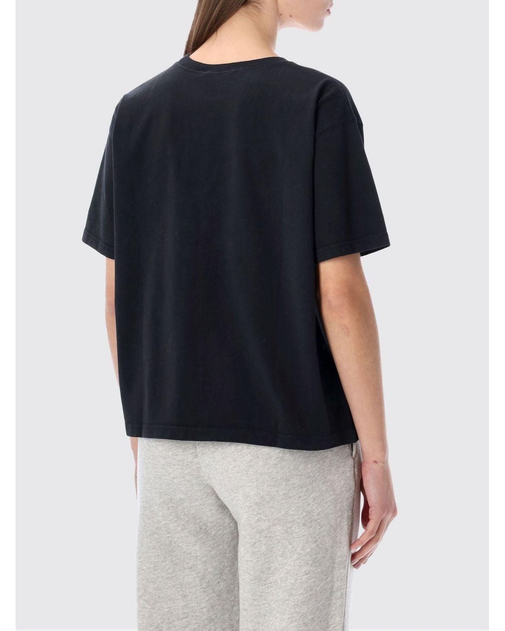 American Vintage Black Short-Sleeve Cotton T-Shirt With Dropped Shoulders