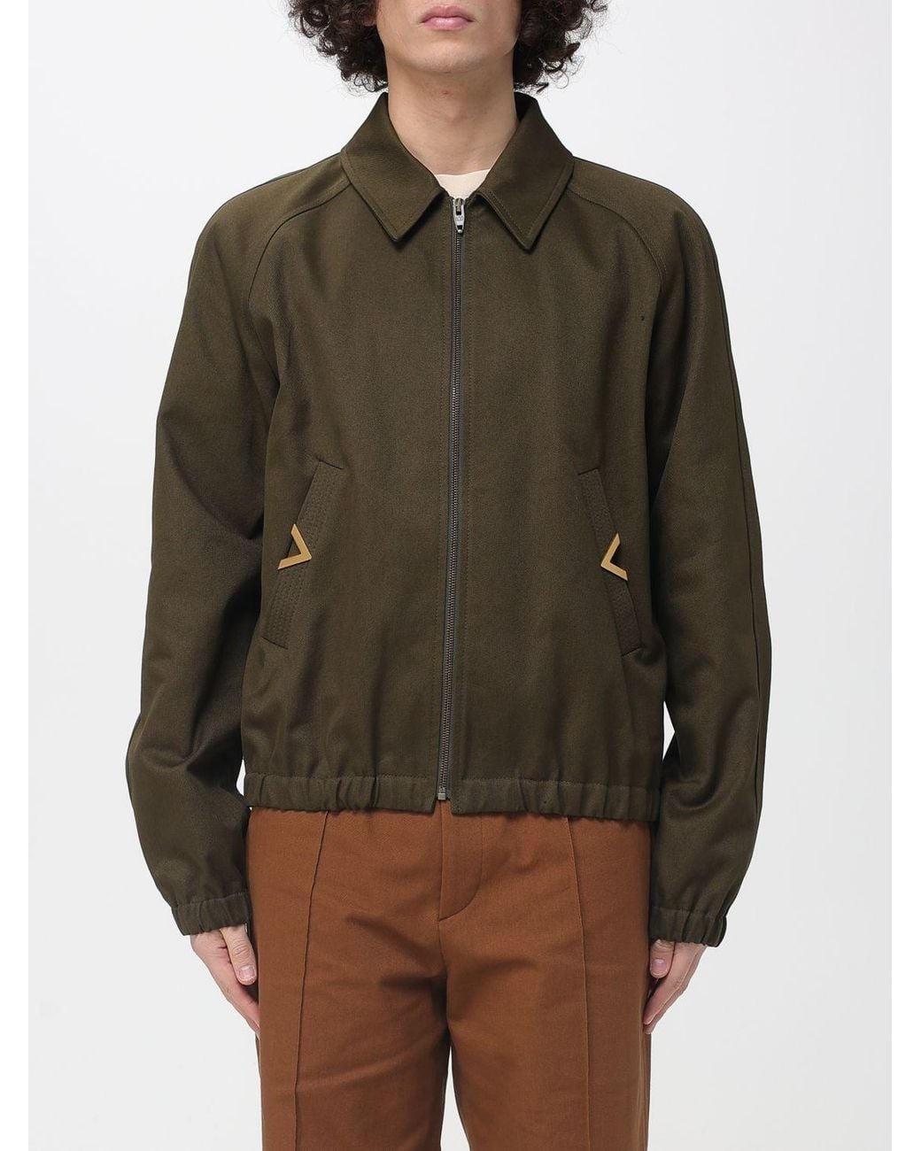 Valentino Green Gabardine Overshirt With Vgold for men