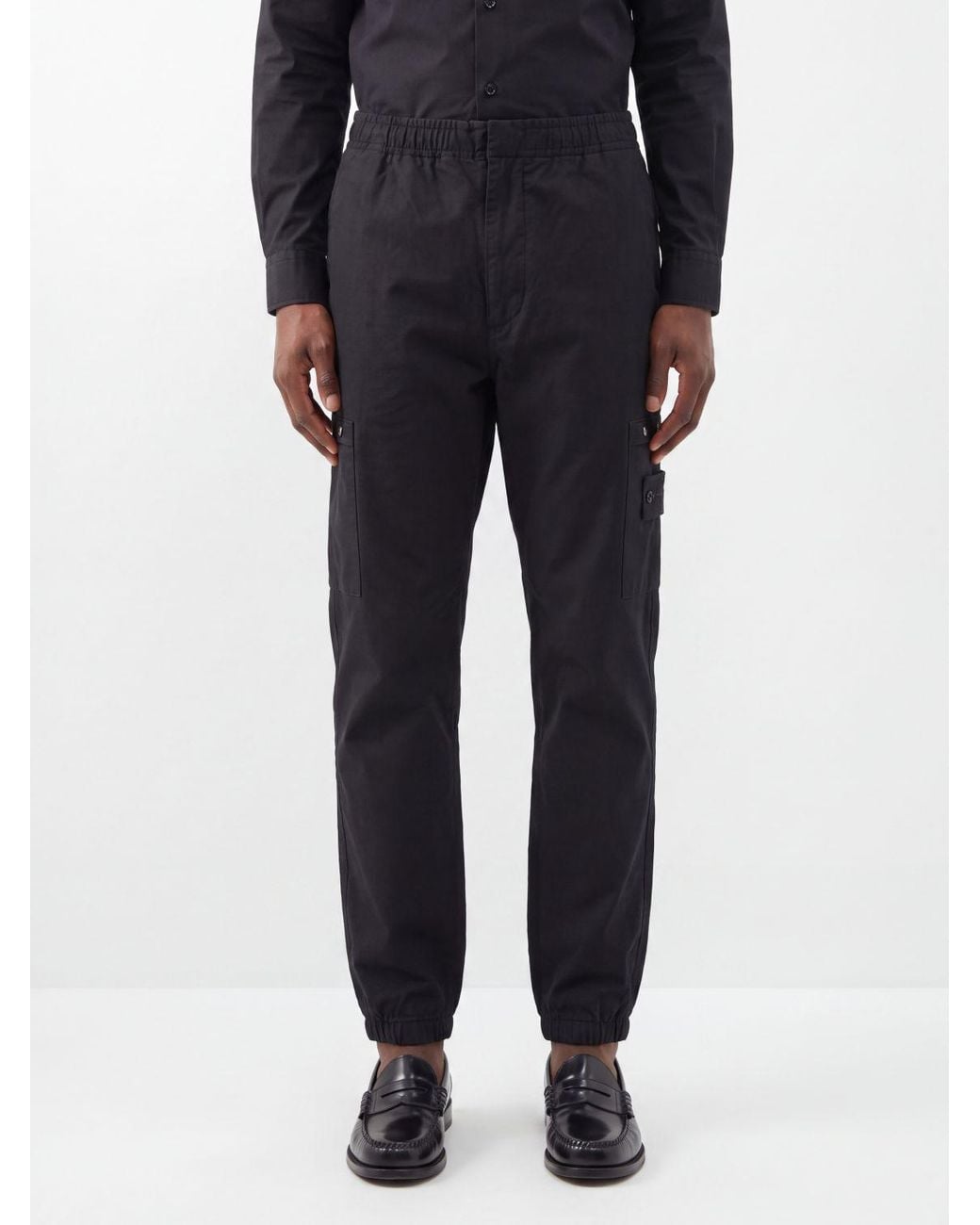 Stone Island Blue Wool Flannel Jogging Trousers With Compass Logo for men