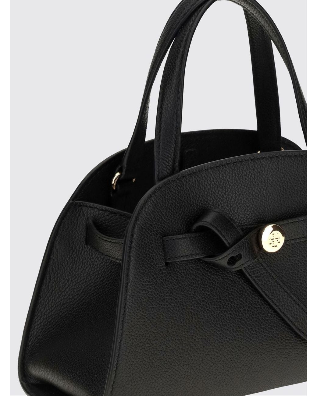 Tory Burch Black Romy Small Grained Leather Handbag With Double T Logo