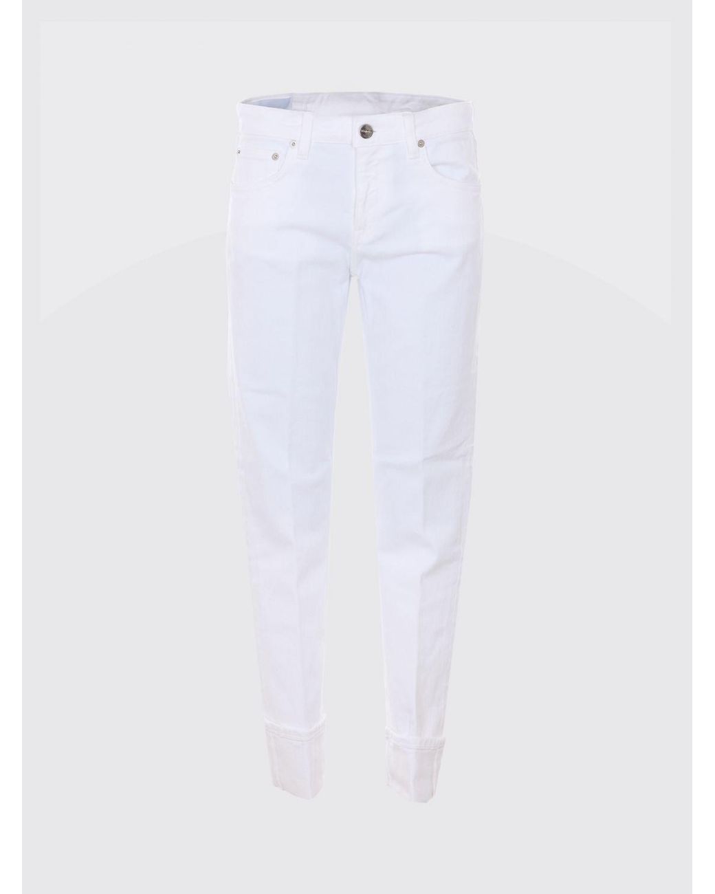 Jeans Cropped Fit De Denim Elástico Dondup de color White