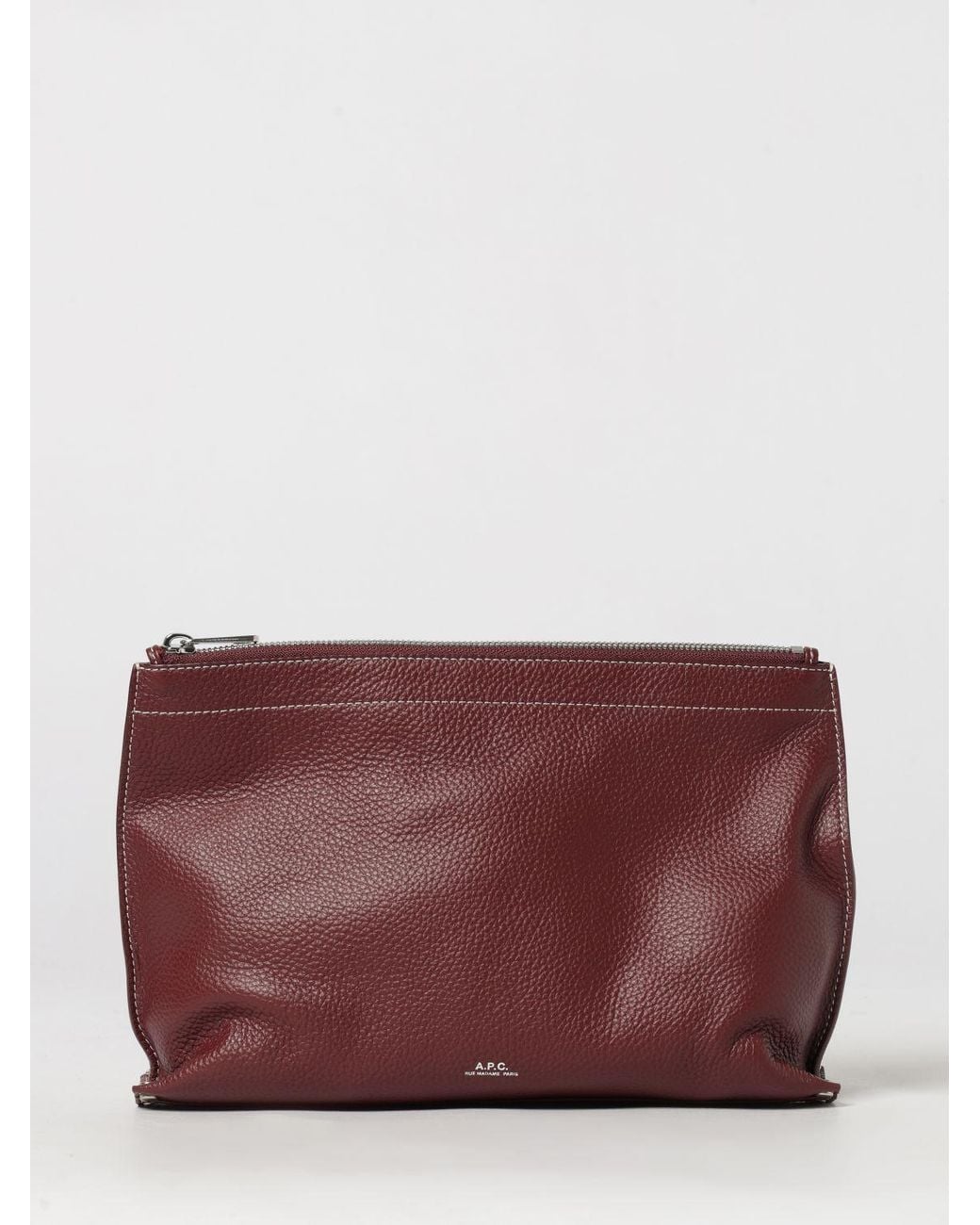 A.P.C. Purple Hammered Calfskin Clutch With Laminated Logo