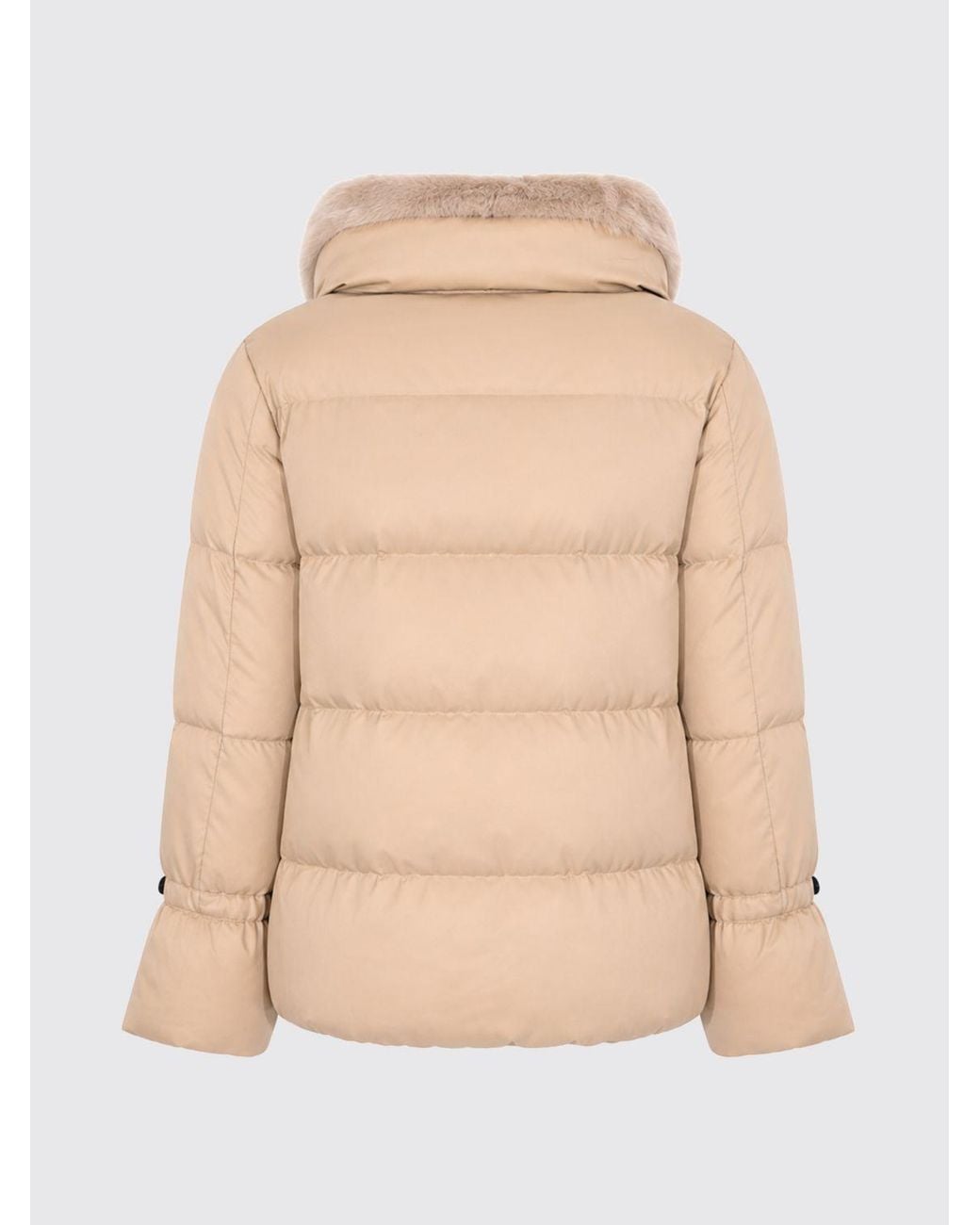 Herno Natural Quilted Ultra-Light Nylon Down Jacket With Fur Collar