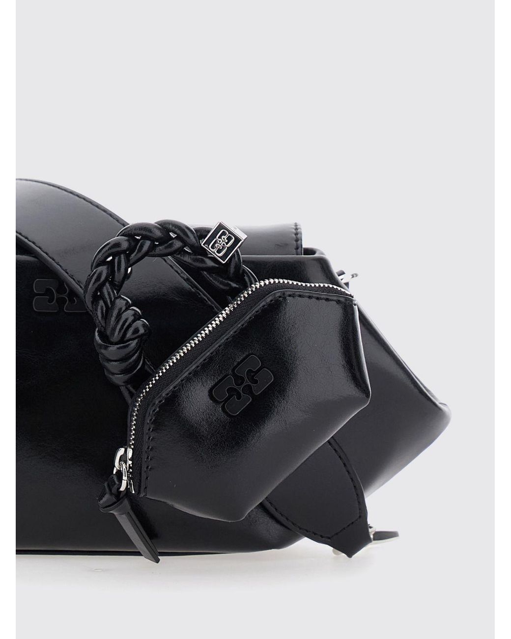 Ganni Black Bou Bag East/West Recycled Materials Crossbody Bag With Butterfly Logo