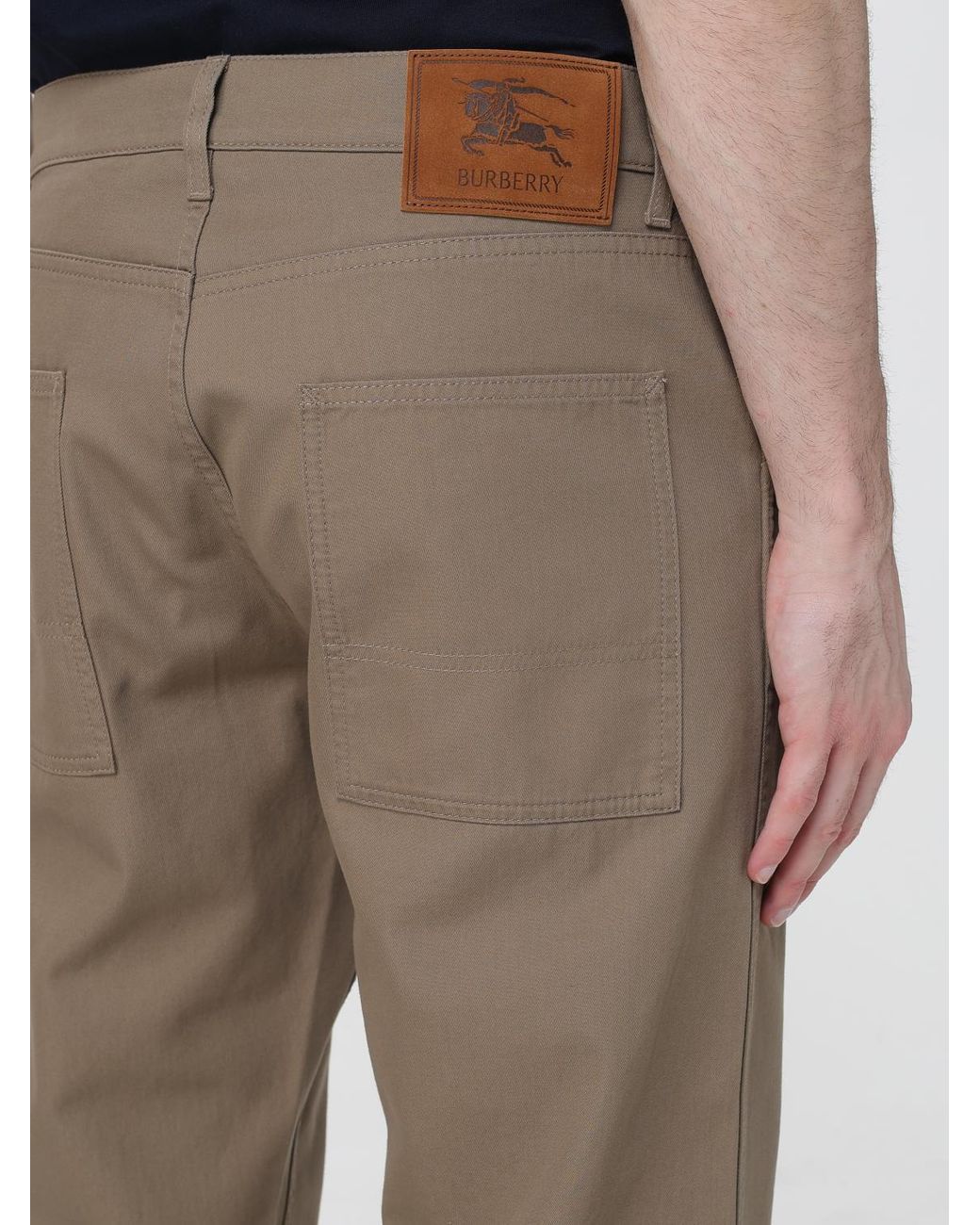 Burberry Gray Straight-Leg Cotton Trousers With Mid-Rise Waist And Belt Loops for men