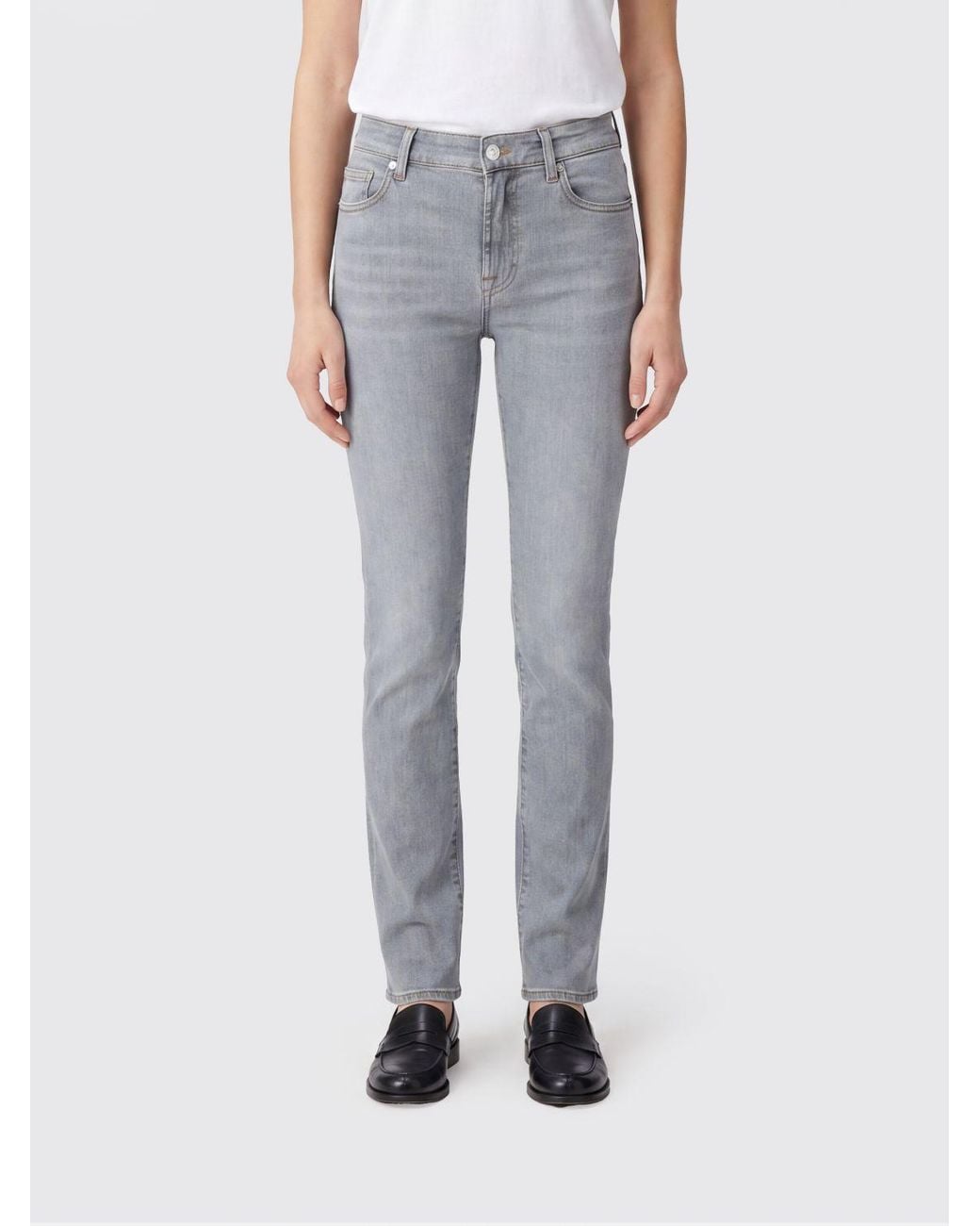 7 For All Mankind Blue High-Waisted Skinny Jeans
