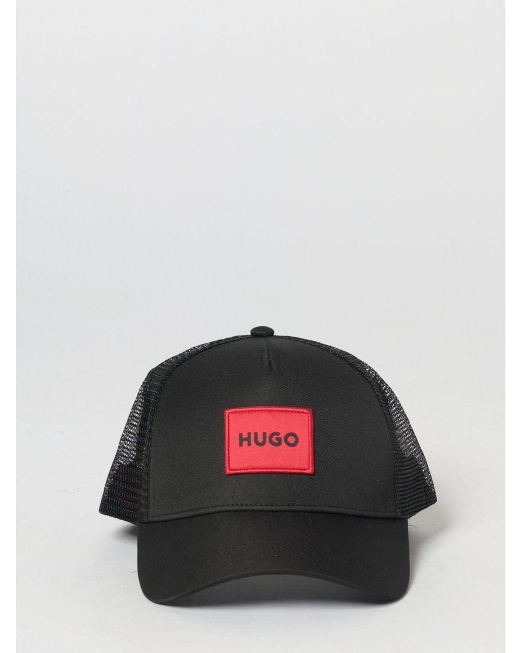 HUGO Black Cotton And Mesh Nylon Hat for men