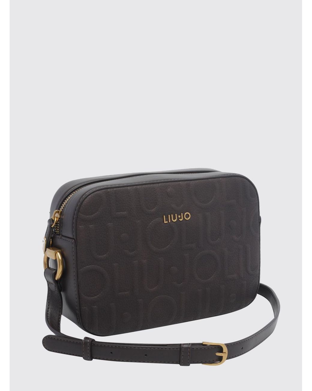 Liu Jo Black Mini Faux Leather Camera Bag With Embossed Monogram Logo