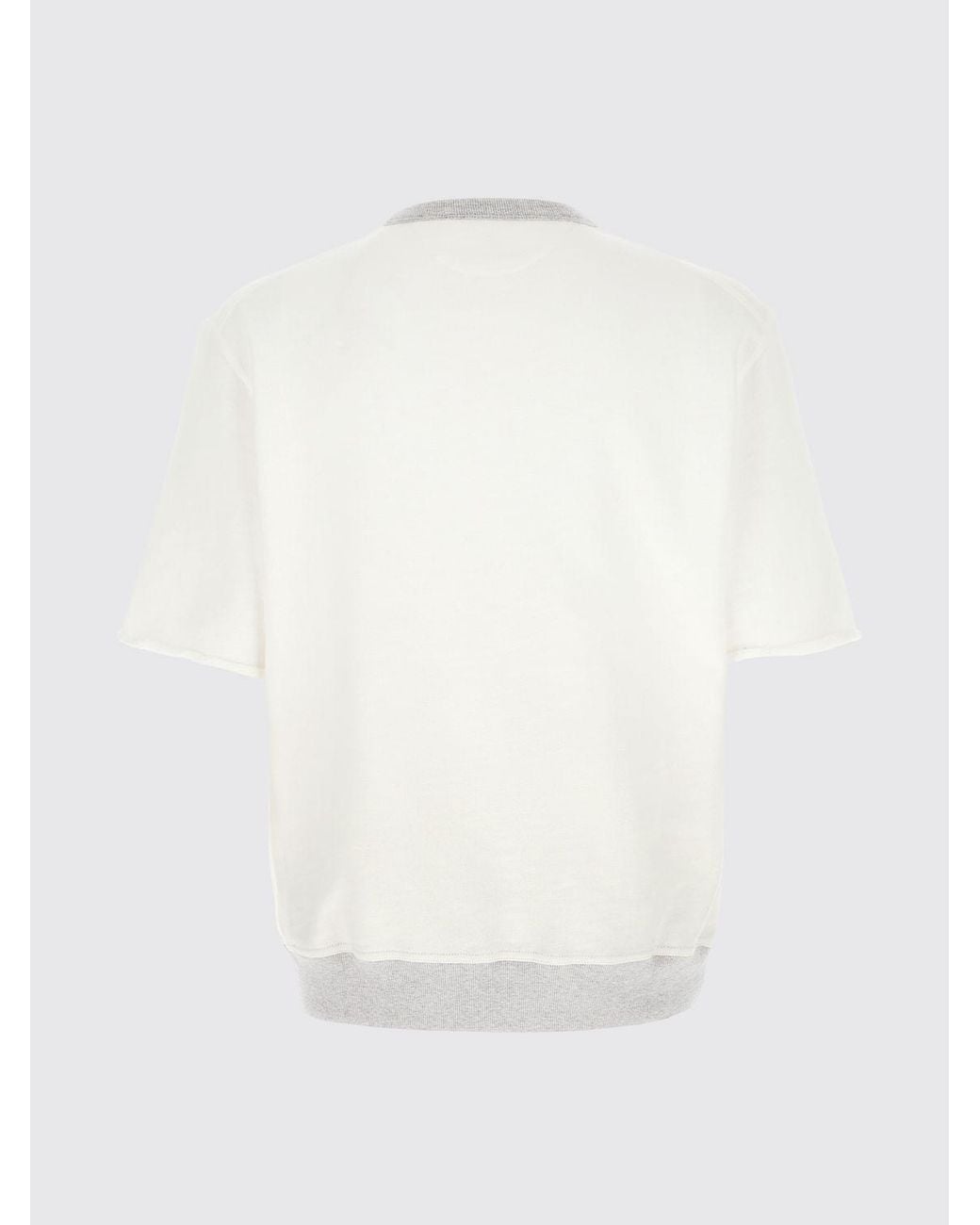 Brunello Cucinelli White Cotton Crew Neck Sweatshirt With Logo for men