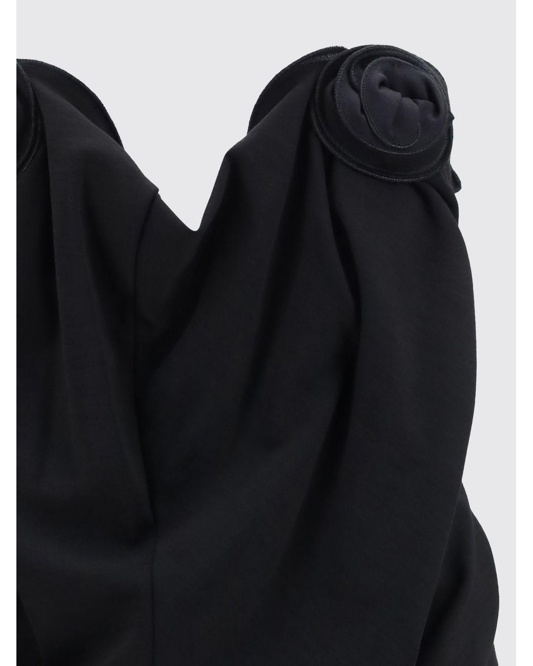 Magda Butrym Black Long Evening Gown With Sweetheart Neckline And 3D Flower Appliqué