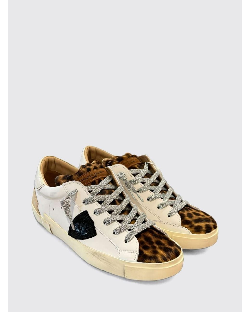 Philippe Model Multicolor Prsx Bicolour Low-Top Calfskin Trainers With Shield Logo