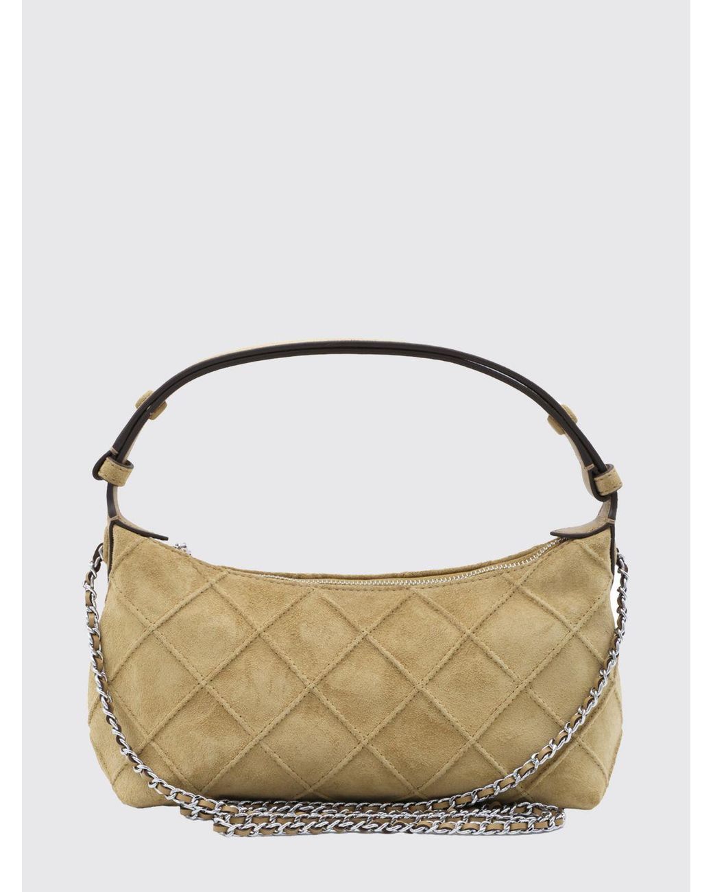 Tory Burch Metallic Fleming Mini Suede Shoulder Bag With Double T Logo